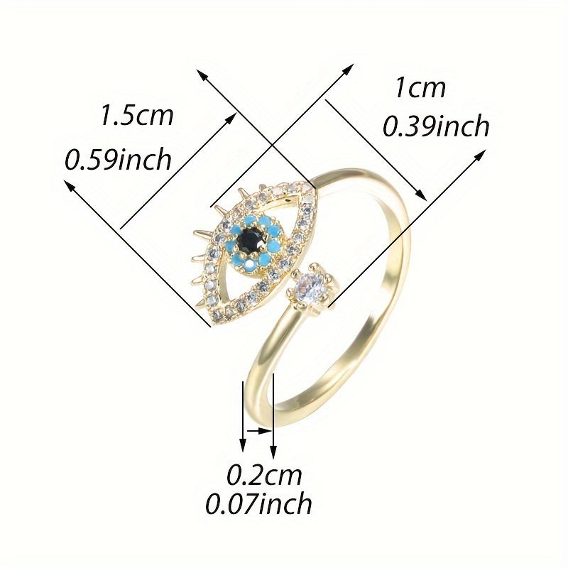 Evil Eye Enamel Drop Ring Moonstone